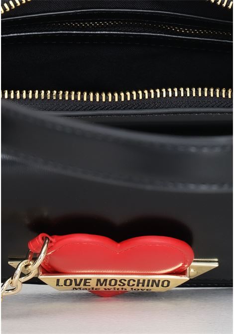 Borsa a spalla nera da donna con charm cuore rosso LOVE MOSCHINO | JC4140PP1LLM1000